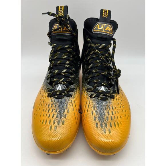 Under Armour Spotlight Lux 3026576-001 Yellow Black Football Cleats Men's Size 9 - Picture 7 of 12